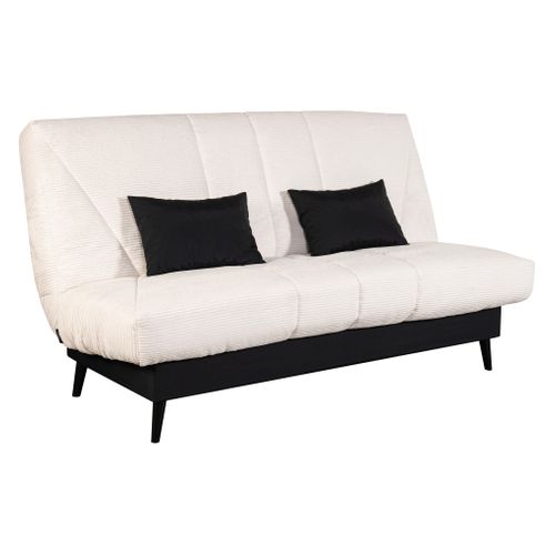 Banquette-lit clic-clac CARESSE tissu velours beige