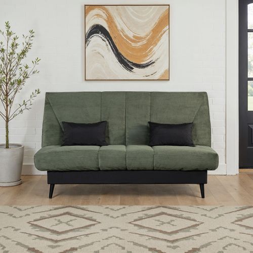 Banquette-lit clic-clac CARESSE tissu velours vert