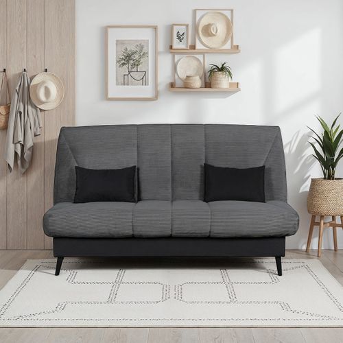 Banquette-lit clic-clac CARESSE tissu velours gris