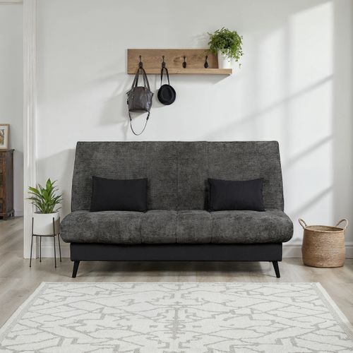 Banquette-lit clic-clac CARESSE tissu chenillé anthracite