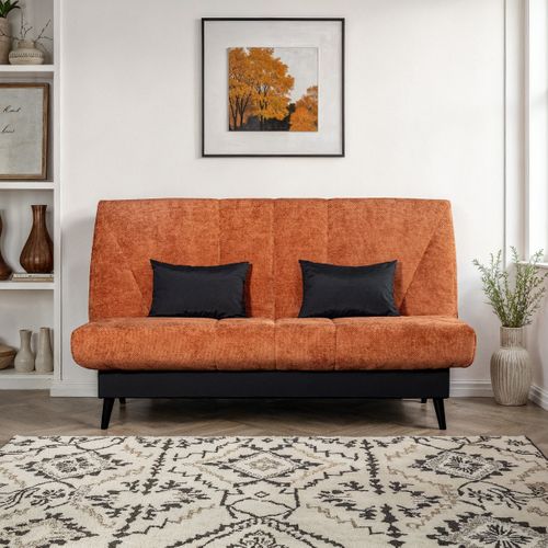 Banquette-lit clic-clac DOUCEUR tissu chenillé terracotta