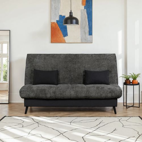 Banquette-lit clic-clac DOUCEUR tissu chenillé anthracite