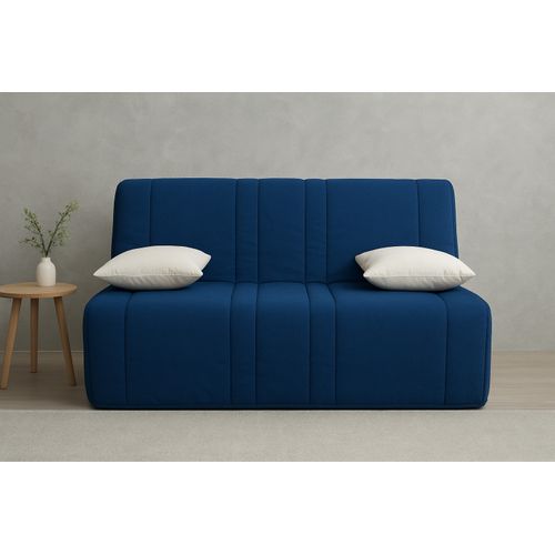 Banquette Convertible Slyde Twist 140x190 - 2 Coussins S + 2 Housses Incluses ( Taupe Et Bleu )