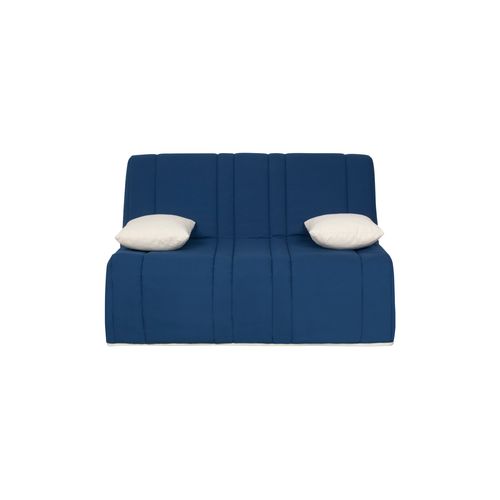 Banquette Convertible Slyde Twist 140x190 - 2 Coussins S + 2 Housses Incluses ( Taupe Et Bleu )