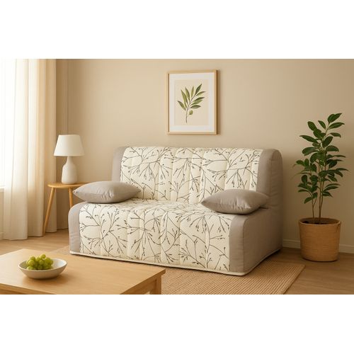 Banquette Convertible Slyde Twist 140x190 - 2 Coussins S + 2 Housses Incluses ( Taupe Et Bleu )