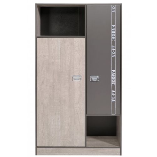 Armoire Enfant 2 Portes "ruben" 181cm Naturel et Gris