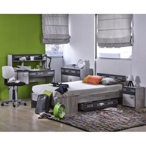 Armoire Enfant 2 Portes "ruben" 181cm Naturel et Gris