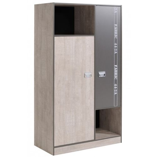 Armoire Enfant 2 Portes "ruben" 181cm Naturel et Gris