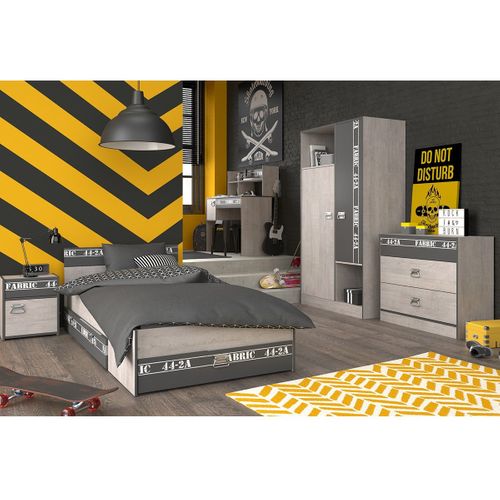 Armoire Enfant 2 Portes "ruben" 181cm Naturel et Gris