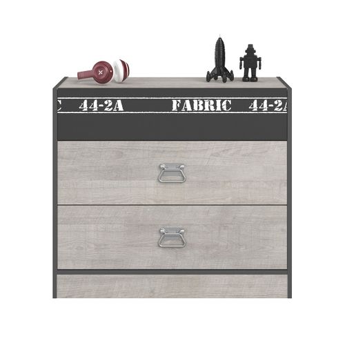 Commode 3 Tiroirs "ruben" 87cm Naturel et Gris