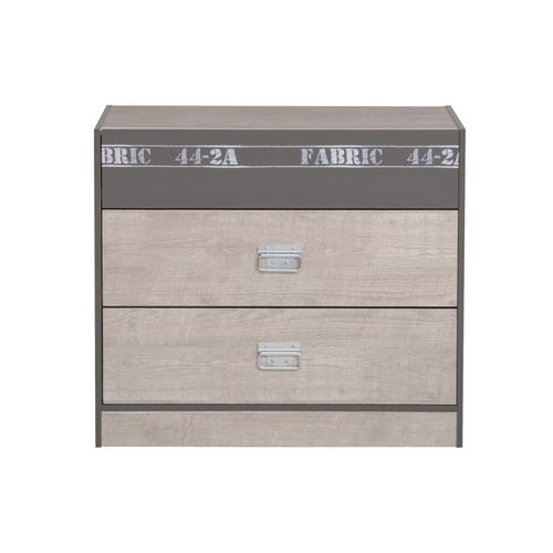 Commode 3 Tiroirs "ruben" 87cm Naturel et Gris