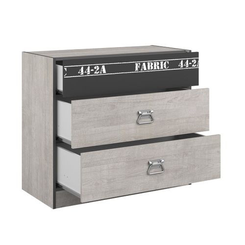 Commode 3 Tiroirs "ruben" 87cm Naturel et Gris