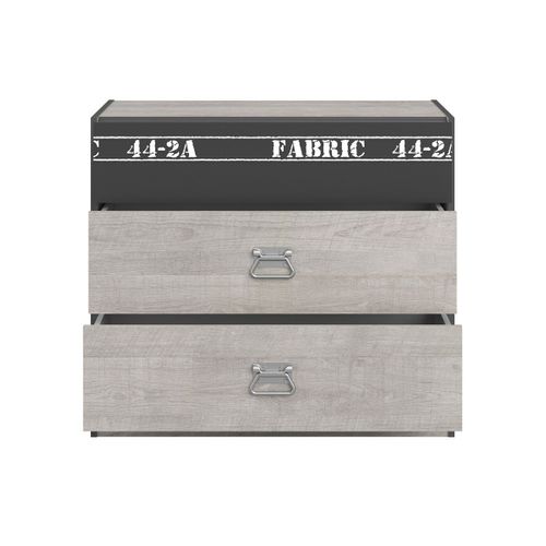 Commode 3 Tiroirs "ruben" 87cm Naturel et Gris