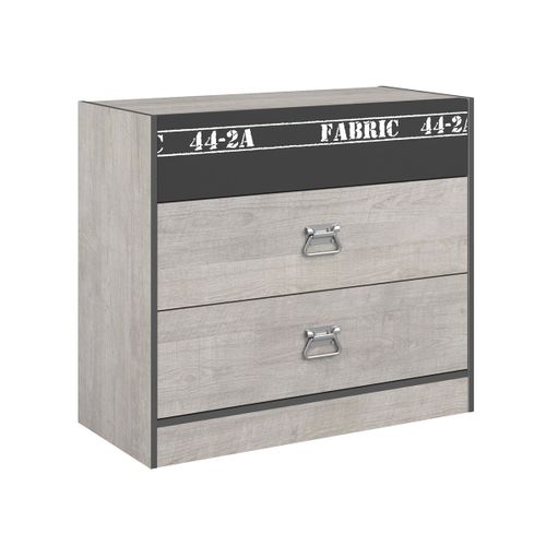 Commode 3 Tiroirs "ruben" 87cm Naturel et Gris
