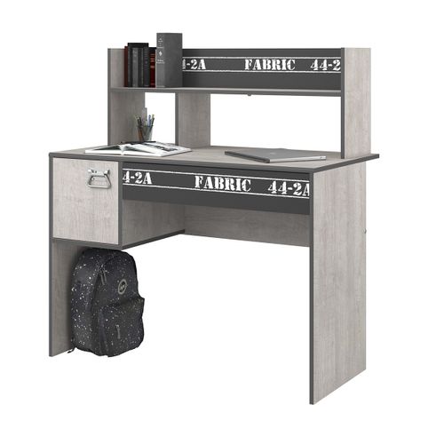 Bureau 1 Porte et 1 Tiroir "ruben" 108cm Naturel et Gris