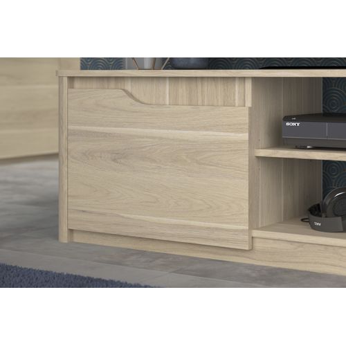 Meuble TV 1 Porte Et 2 Niches L136 Cm - Décor Chêne