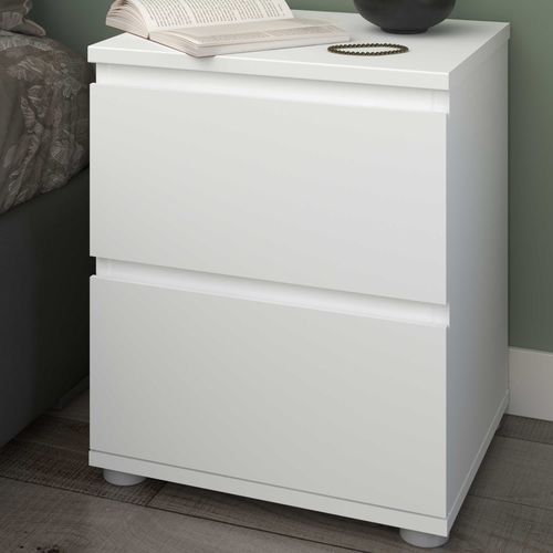 Table De Chevet Nux 2 Tiroirs - Blanc