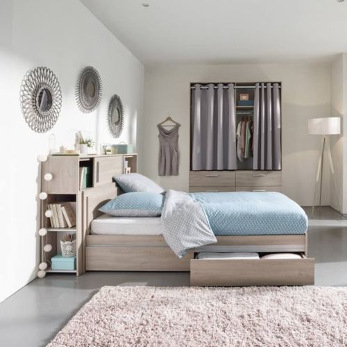 Lit 140x190 cm EKKO imitation chêne