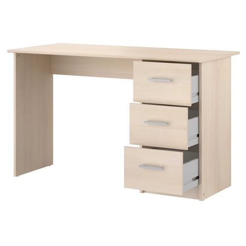 Bureau Droit 3 Tiroirs Essentiel - Panneaux De Particules - Décor Acacia Clair - L121xp55xh74 Cm