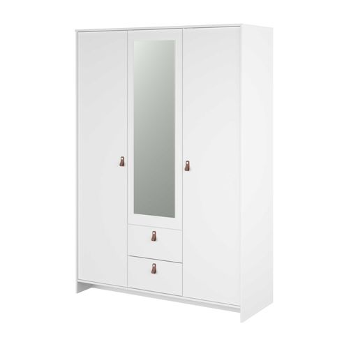 Garde-robe Minty 137cm, 3 Portes 2 Tiroirs - Blanc