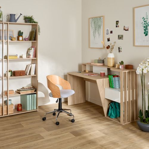 Bureau 1 tiroir PALOMA imitation chêne et blanc