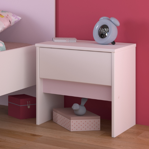 Table De Chevet Rue Avec 1 Tiroir - Blanc/gris Ou Blanc/rose