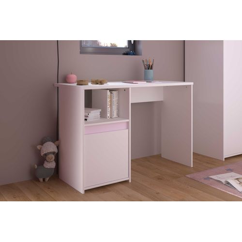 Bureau Rue 110cm Avec Armoire - Blanc/gris Ou Blanc/rose