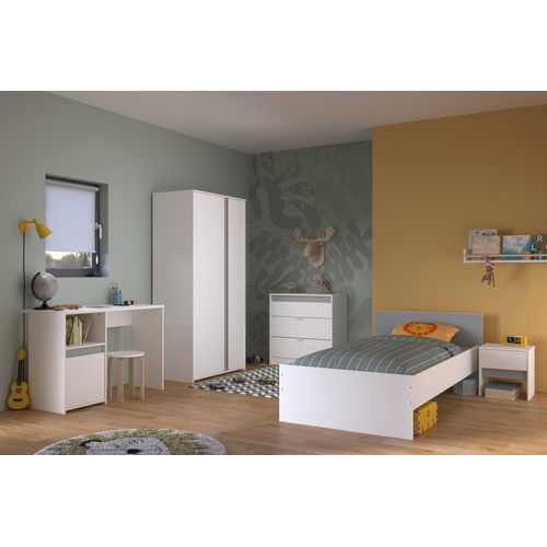 Bureau Rue 110cm Avec Armoire - Blanc/gris Ou Blanc/rose