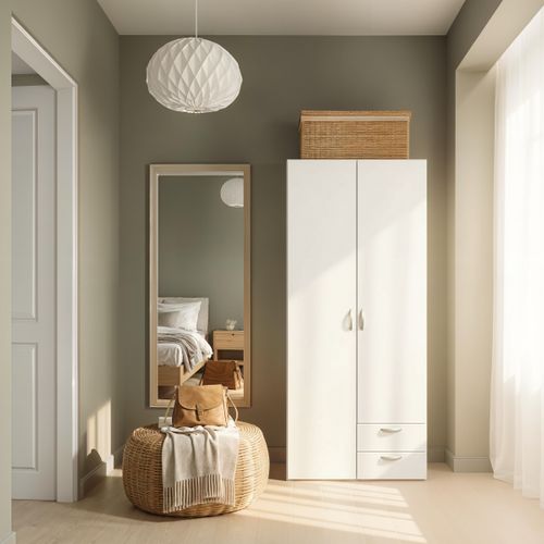 Armoire 2 portes 2 tiroirs DAILY blanc
