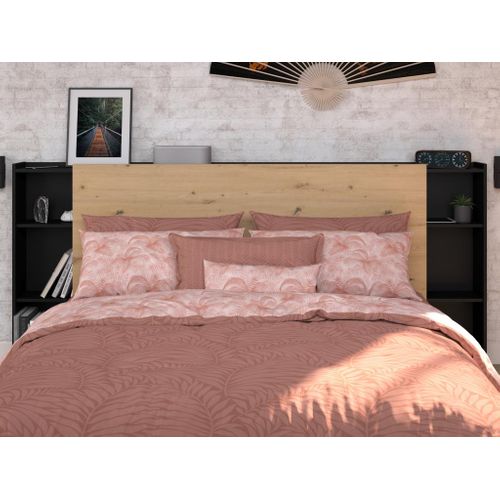 Tête de lit 140/160 cm CHARLENE imitation chêne et noir