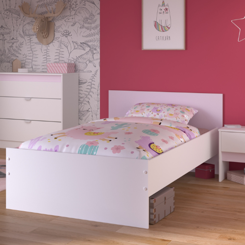 Lit Rue 90x200 - Blanc/gris Ou Blanc/rose