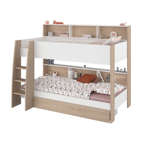 Tiroir rangement superposé SHELTER Blanc et imitation chêne