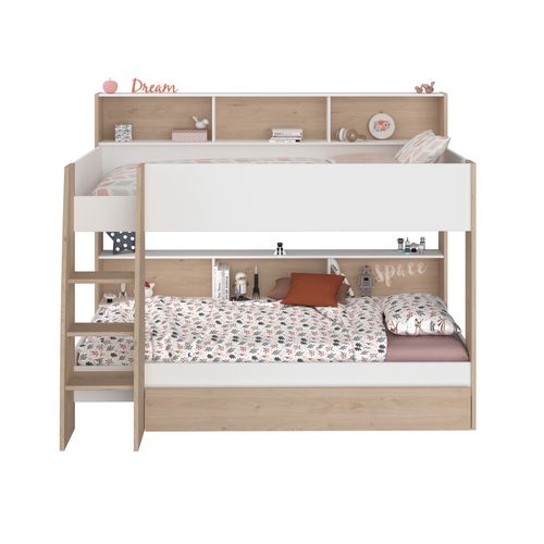 Tiroir rangement superposé SHELTER Blanc et imitation chêne