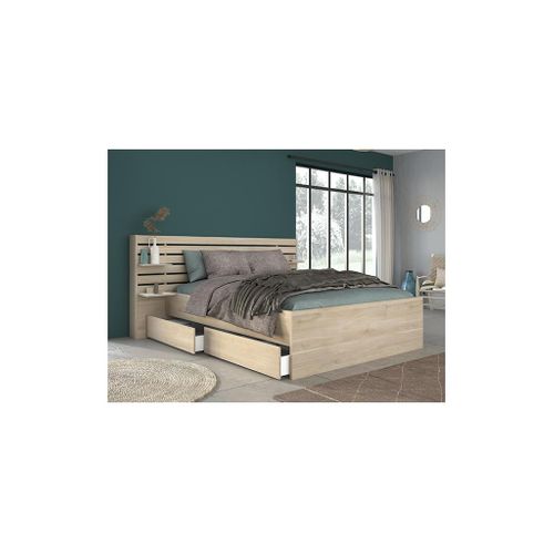 Lit 160 X 200 Cm Avec Rangements - Coloris : Naturel - Tenalia Ii