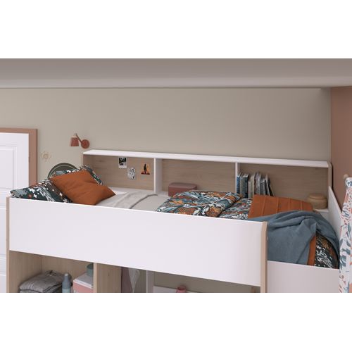 Mezzanine 90x200 cm SHELTER imitation chêne et blanc