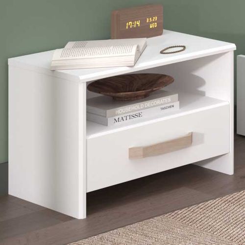 Table De Chevet Sueno Avec Tiroir De Rangement - Blanc/décor Chêne