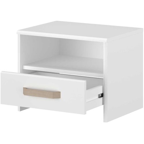 Table De Chevet Sueno Avec Tiroir De Rangement - Blanc/décor Chêne