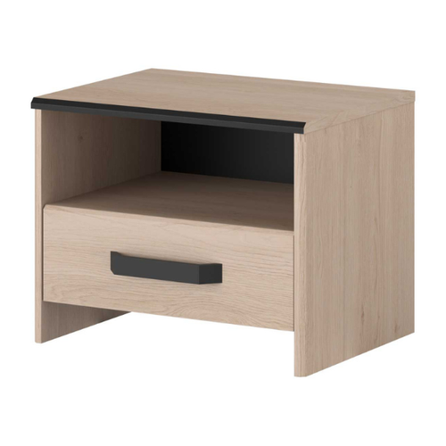 Table De Chevet Alma Avec Tiroir De Rangement - Décor Chêne/noir