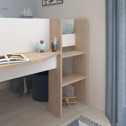 Lit combiné 90x200 cm SHELTER Imitation chêne et blanc
