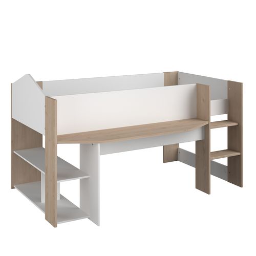 Lit combiné 90x200 cm SHELTER Imitation chêne et blanc
