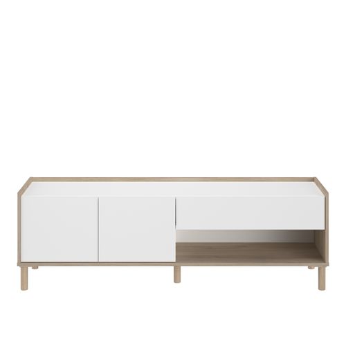 Meuble TV Martin Imitation Chêne Et Blanc