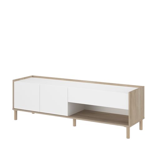 Meuble TV Martin Imitation Chêne Et Blanc