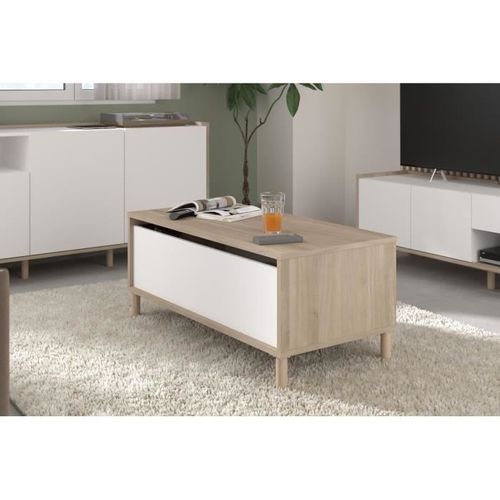 Table basse MARTIN imitation chêne et blanc