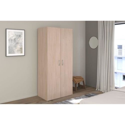 Armoire - Easy Life -  Décor Chene Clair - 2 Portes Battantes - L80,2 X H180 X P49,7cm -