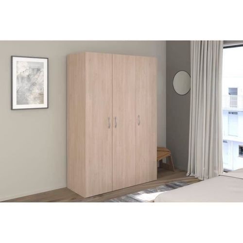 Armoire De Chambre - Easy Life - Chêne - 3 Portes - 120,2 X 180 X 49,7
