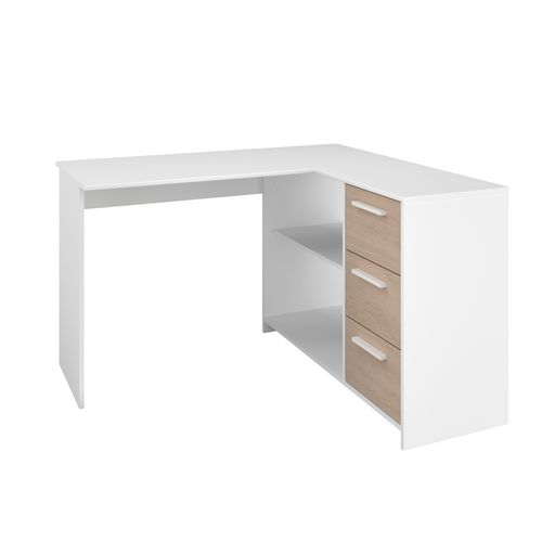 Bureau d'angle INFINITY imitation chêne et blanc