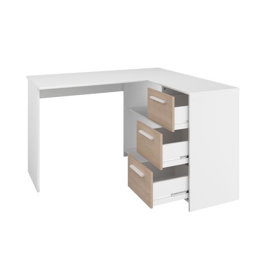 Bureau d'angle INFINITY imitation chêne et blanc