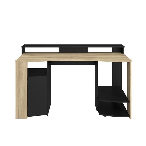 Bureau Gamer LED META imitation chêne et noir
