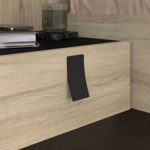 Lit 160x200 cm avec chevets KIERAN imitation chêne et noir