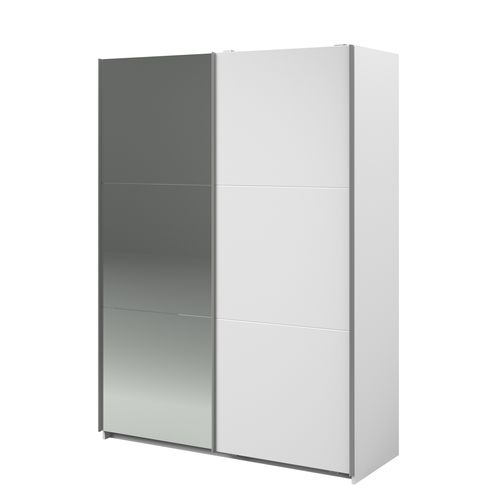 Armoire 2 portes coulissantes SWING blanc et miroir